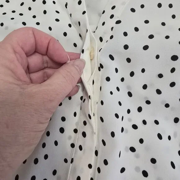 Talbots Women's 2x White Black Polka Dot Blouse Flowy Business Professional - Picture 8 of 9